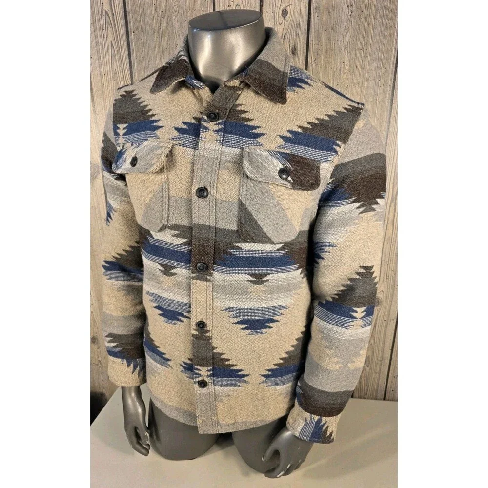 Jachs New York Sherpa Lined Shacket Jacket  Southwestern Aztec Mens Large